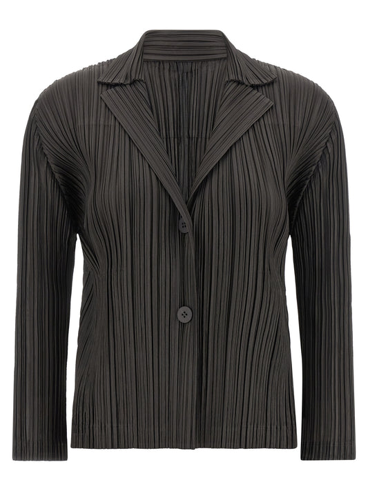 PLEATS PLEASE ISSEY MIYAKE Gray Polyester Blazer
