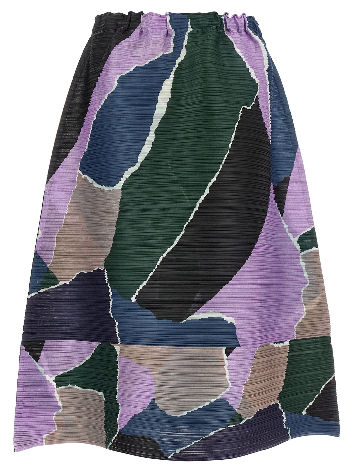 Skirt by PLEATS PLEASE ISSEY MIYAKE for women in polyester multicolor, purple & print features an tailored silhouette, artfully capturing the essence of Women's Flared Polyester Midi Skirt in a sophisticated midi.