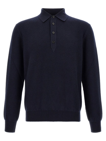 ZEGNA Blue Cashmere Polo Shirt