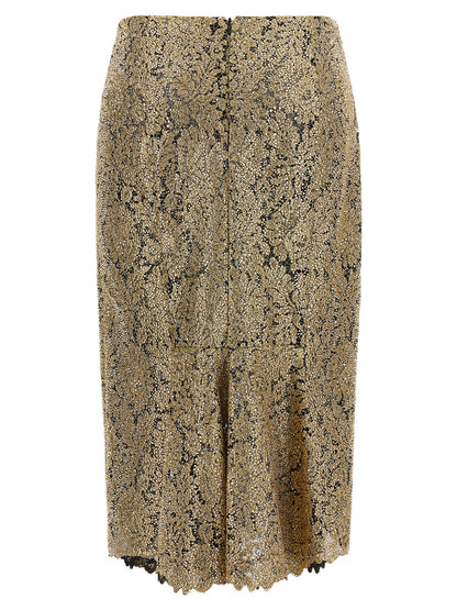 Ermanno Scervino Gold Polyester Midi Skirt