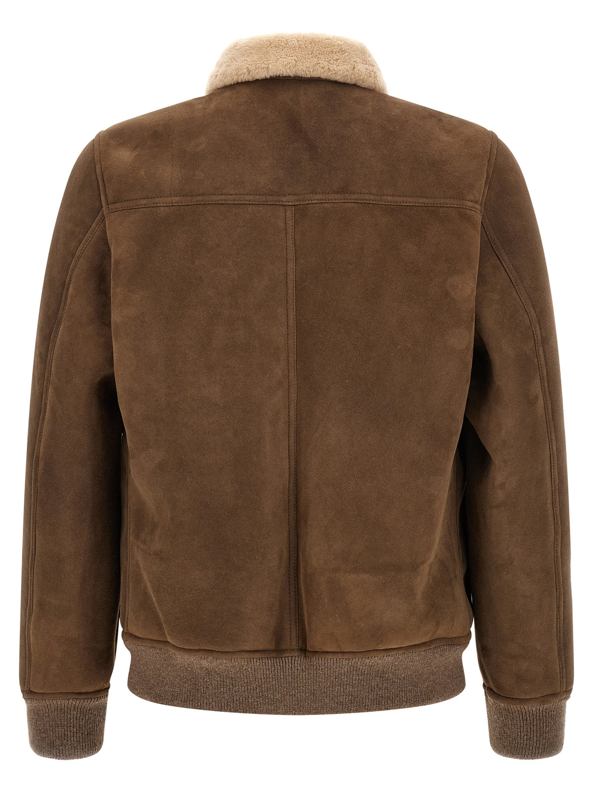 Bomber Jacket by MooRER for men in wool suede leather & fur brown features an on trend silhouette, showcasing refined pockets and a sophisticated for a truly on trend finish.