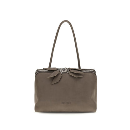 The Attico Gray Calf Leather Bos Taurus Shoulder Bag