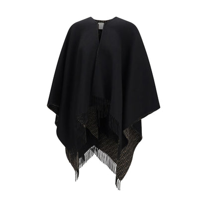 Fendi Cashmere & Merino Wool Fringes Scarf - Black Jacquard Signature