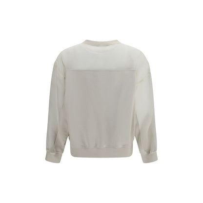 Brunello Cucinelli Monile Women's Straight Regular Fit Crew Neck Cotton Sweatshirt - White Signature