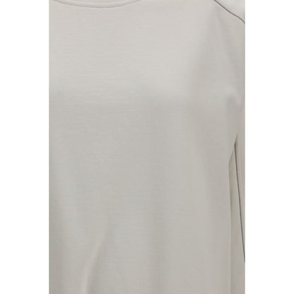 Brunello Cucinelli Monile Women's Straight Regular Fit Crew Neck Cotton Sweatshirt - White Signature