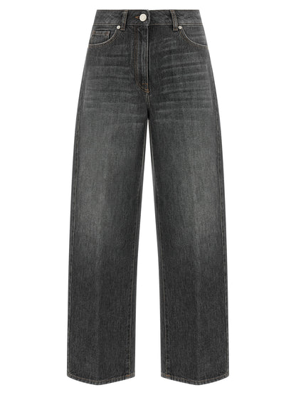 Peserico Gray Cotton High-Waisted Jean