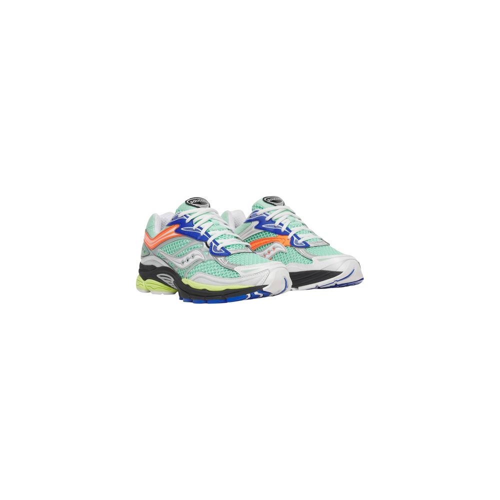 Athletic Sneakers by Saucony for men in synthetic textile & mesh green showcases a architectural silhouette, artfully capturing the essence of the Men's Athletic Synthetic Textile & Mesh Sneakers with its signature architectural athletic style construction.