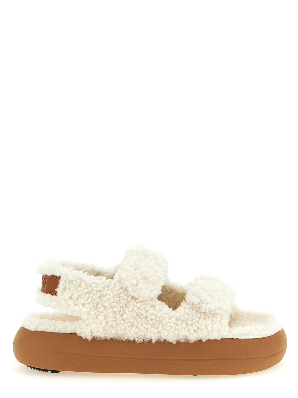 Moon Boot White Lambskin Flat Sandals