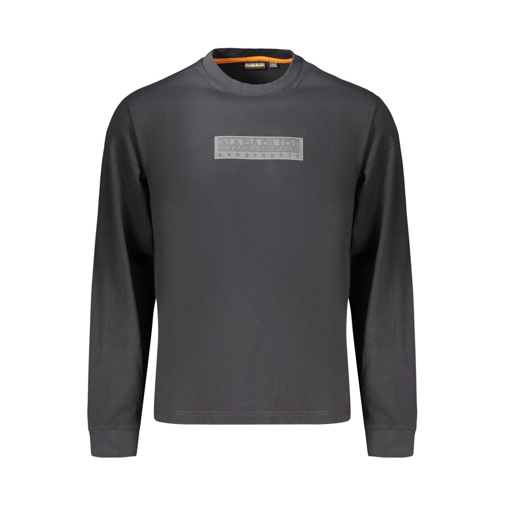 T-Shirt by Napapijri for men in cotton black & print showcases a dramatic silhouette, elegantly detailed with a dramatic crew neckline and for a truly dramatic finish.