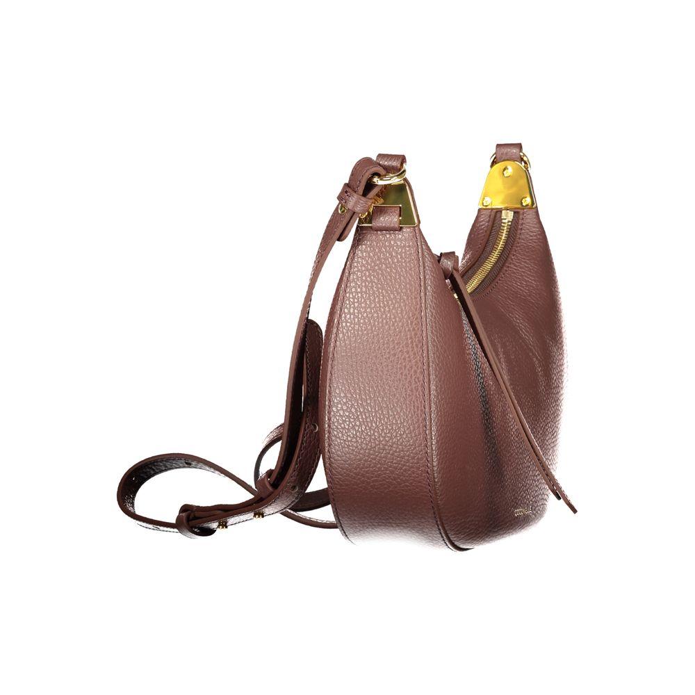 Handbag by Coccinelle for women in leather brown features a signature silhouette, showcasing a secure zipper and signature internal-pockets with versatile shoulder-strap & adjustable-strap for a sophisticated look.