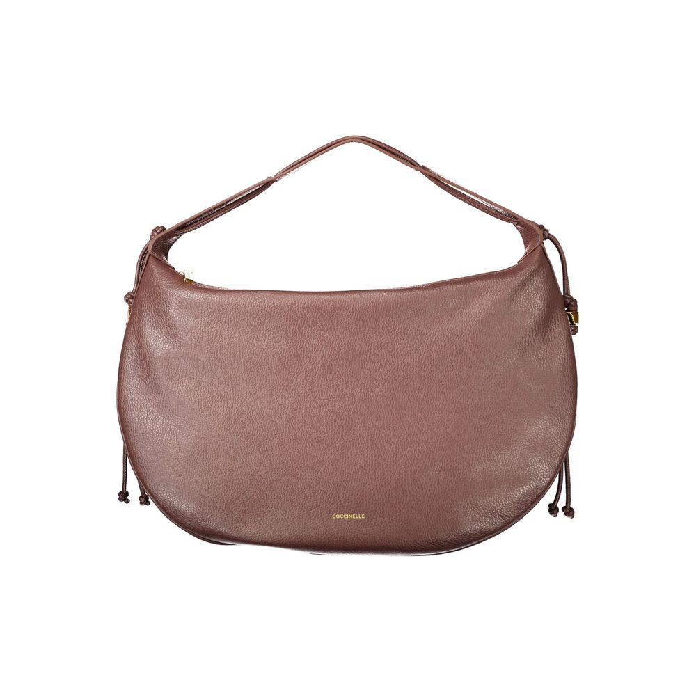 This Handbag by Coccinelle for women in leather and brown presents a sculptural silhouette featuring a secure zipper, ample document-holder & internal-pockets, and versatile handle for a sculptural finish.