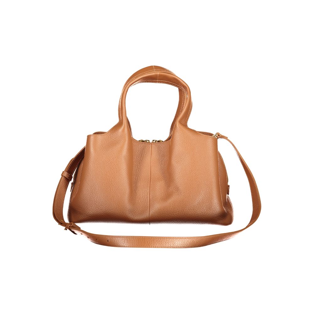 Handbag by Coccinelle for women in leather brown features a refined silhouette, showcasing a secure zipper & magnetic, organized external-pockets & internal-pockets, and versatile shoulder-strap, adjustable-strap & handle for a refined finish.