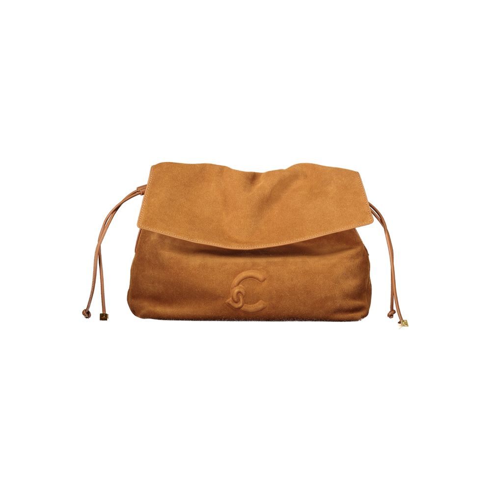 This Handbag by Coccinelle for women in suede leather and brown presents a sculptural silhouette featuring a secure , ample internal-pockets, and versatile shoulder-strap & adjustable-strap for a sculptural finish.