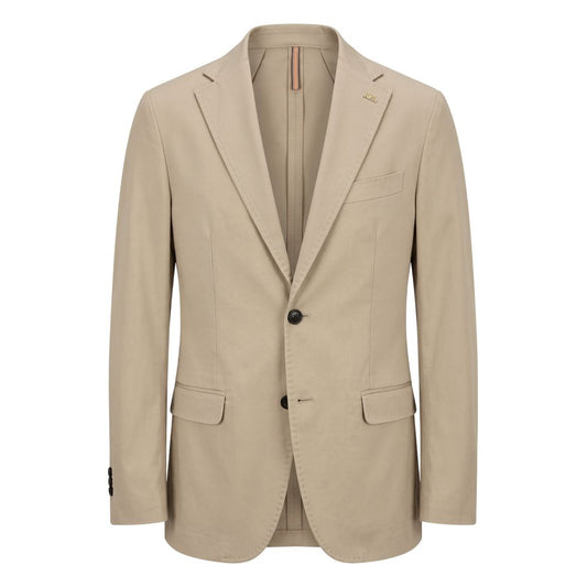 Blazer by Roberto Pepe Luxury for men in stretch cotton beige features an sartorial silhouette, showcasing a sophisticated and sartorial for a truly sartorial finish.