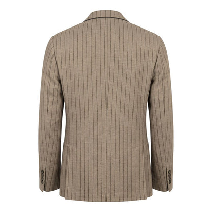 Roberto Pepe Luxury Beige Linen Men Jacket