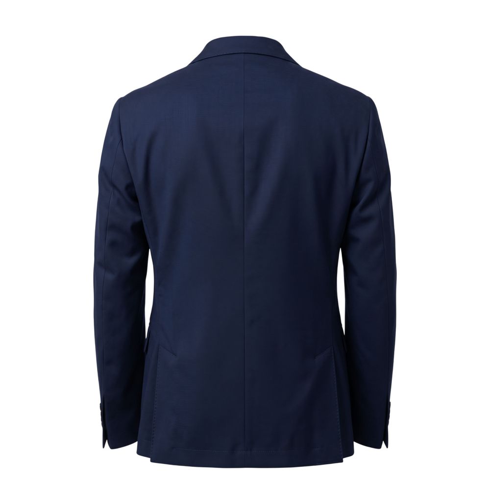 Blazer by Roberto Pepe Luxury for men in stretch cotton blue showcases a polished silhouette, highlighted by a refined and polished for a sophisticated finish.