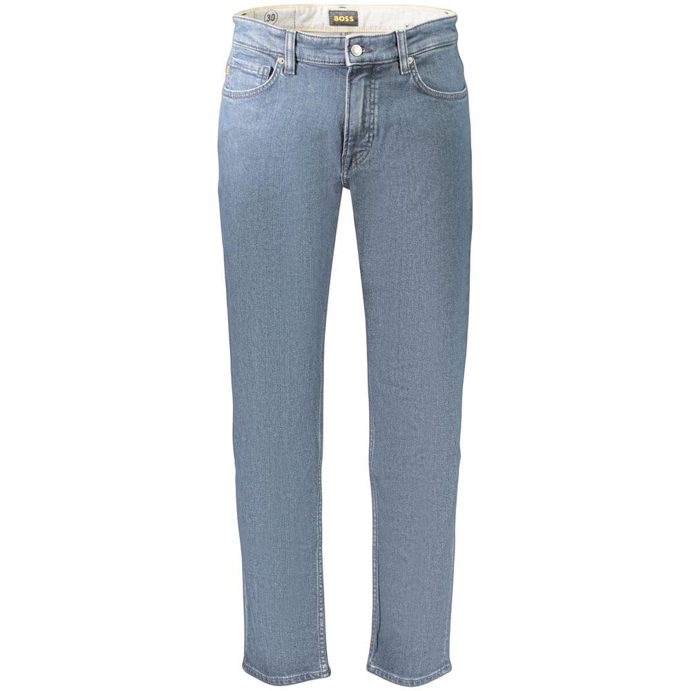 Jeans by Hugo Boss for men in stretch denim cotton blue features an sartorial regular-fit and long with a cut for a sartorial finish.