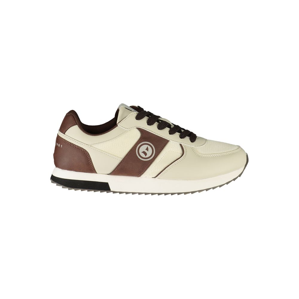 Athletic Sneakers by Navigare for men in polyester & polyurethane brown & white features an timeless silhouette from the Men's Athletic Polyester & Polyurethane Sneakers collection, showcasing a timeless athletic style for a timeless look.
