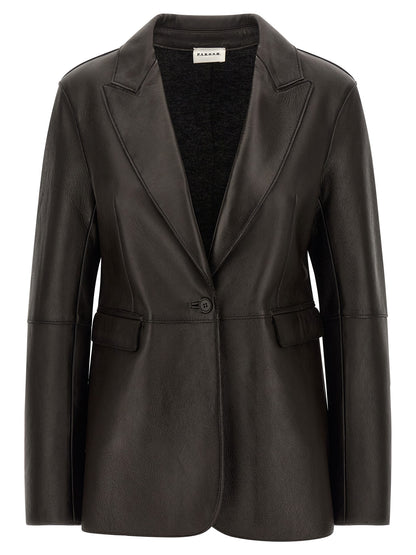 Blazer by P.A.R.O.S.H. for women in lamb leather black features an stylish silhouette, showcasing a sophisticated and stylish for a truly stylish finish.