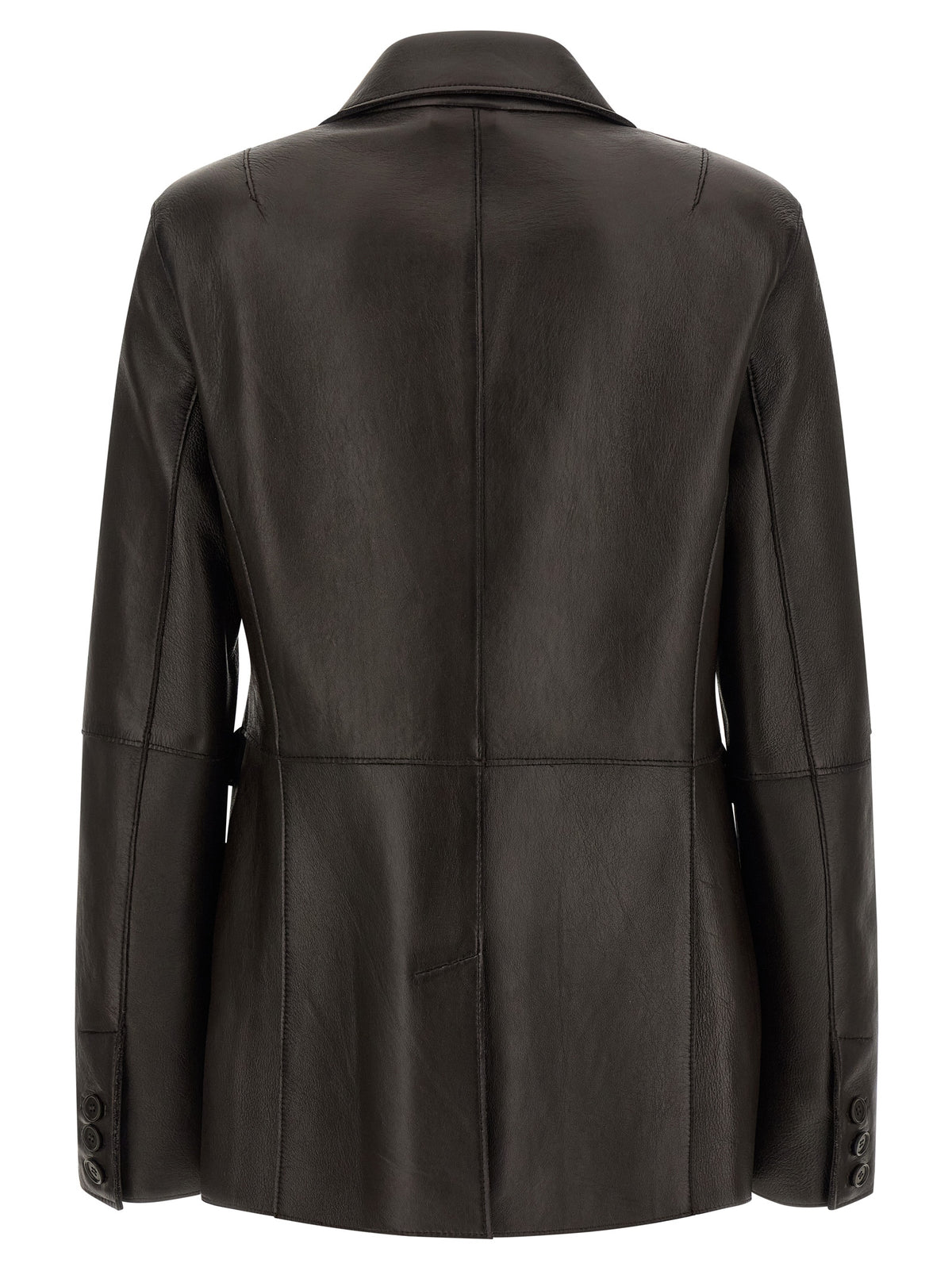 Blazer by P.A.R.O.S.H. for women in lamb leather black showcases a polished silhouette, highlighted by a refined and polished for a sophisticated finish.