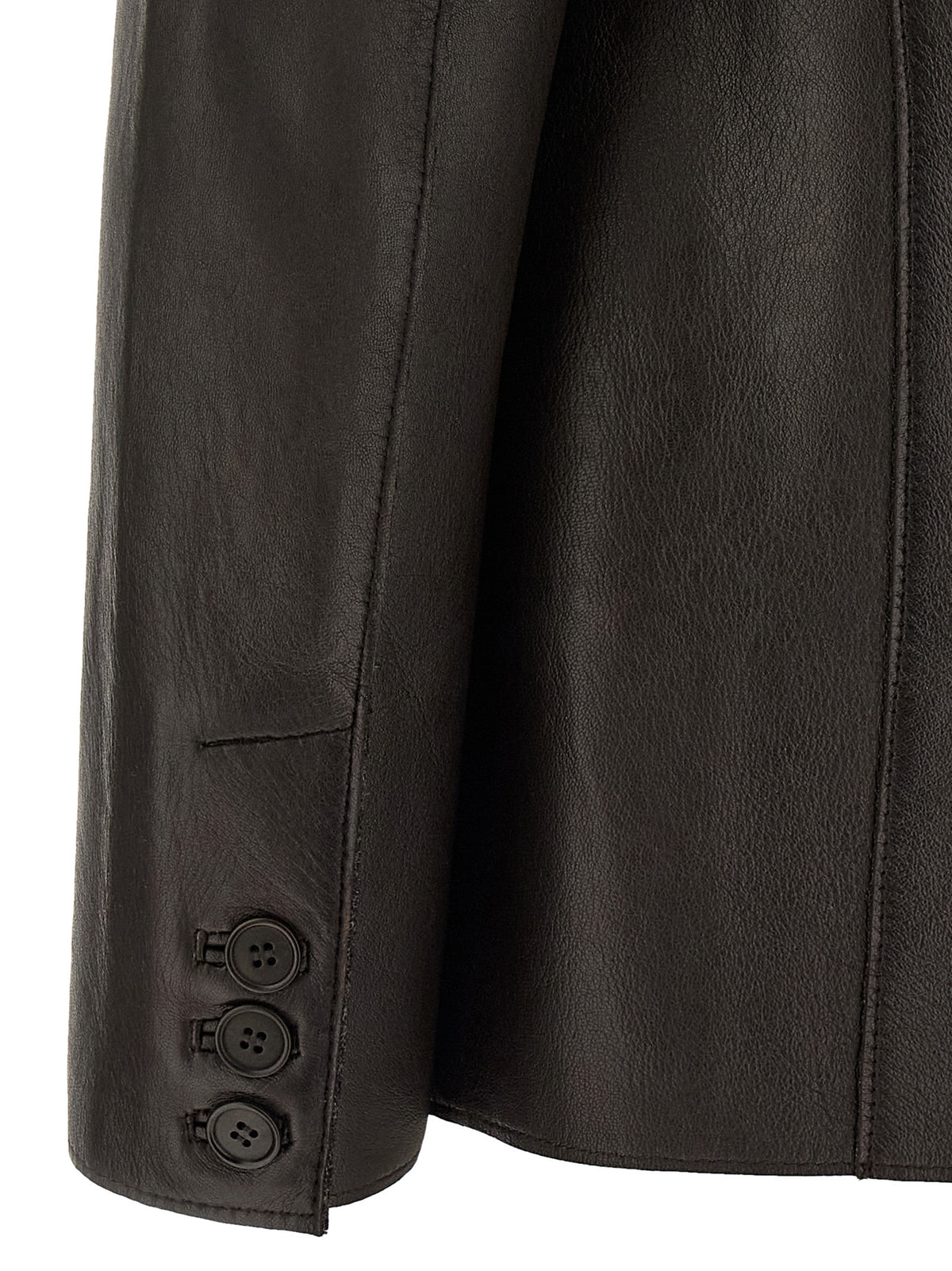Blazer by P.A.R.O.S.H. for women in lamb leather black showcases a discerning silhouette, elegantly detailed with a sophisticated and premium for a truly discerning finish.