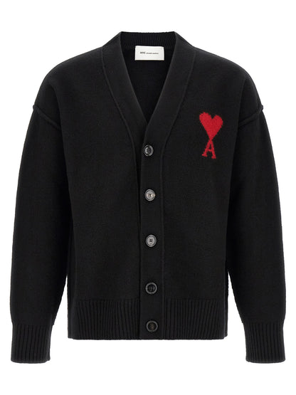 Ami Paris Black Wool Cardigan