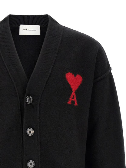 Ami Paris Black Wool Cardigan