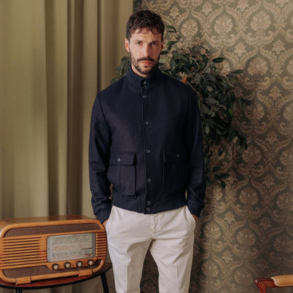 Autore Blue Virgin Wool Bomber