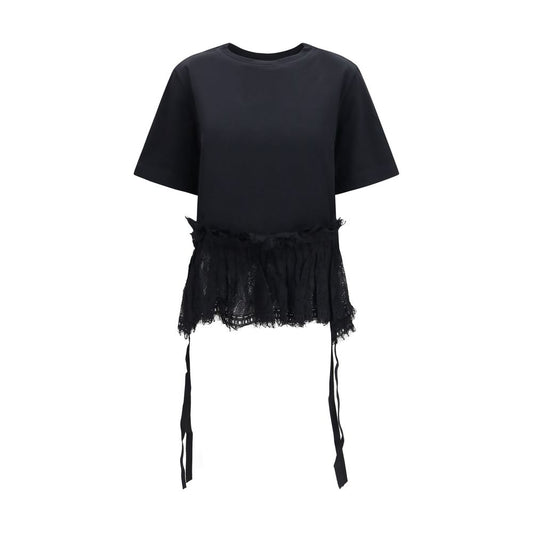 T-Shirt by Alexander McQueen for women in cotton lace black showcases a chic silhouette, artfully detailed with a chic and short-sleeve for a chic finish.