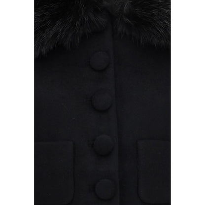 Self-Portrait Black Wool Oves Aries Full-Length Jacket