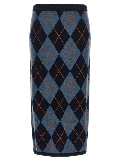 Twinset Blue Viscose Midi Skirt