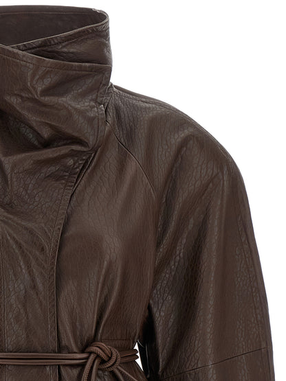 Sportmax Brown Lamb Leather Leather Jacket