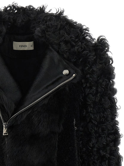 Fendi Black Lamb Leather Biker Jacket