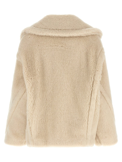 Max Mara White Alpaca Leather Coat