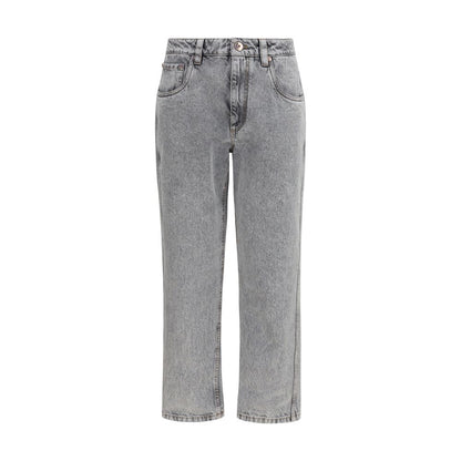 Brunello Cucinelli Gray Cotton Straight-Leg Jeans