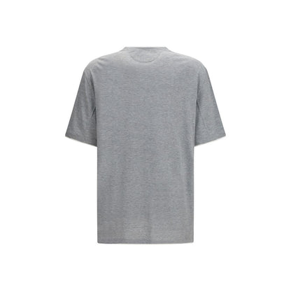 T-Shirt by Brunello Cucinelli for men in cotton & silk gray & patterned features an edgy silhouette, meticulously detailed with a sophisticated and for a truly edgy finish.