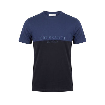 Trussardi Beachwear Blue Cotton Men T-Shirt