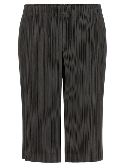 PLEATS PLEASE ISSEY MIYAKE Gray Polyester Bermuda Shorts