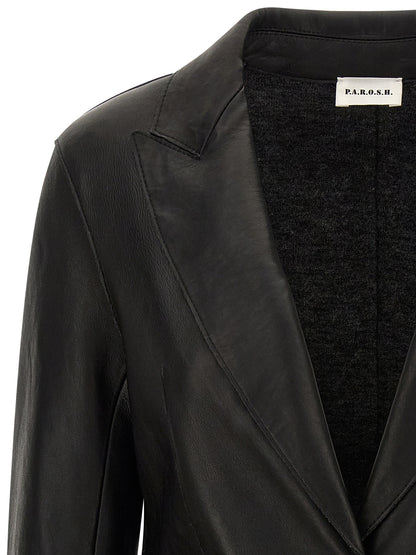P.A.R.O.S.H. Black Lamb Leather Blazer