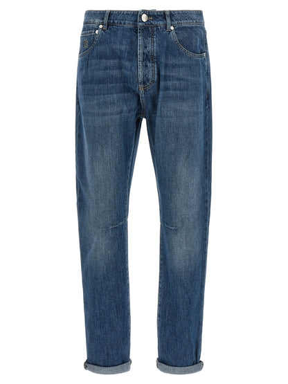 Brunello Cucinelli Blue Cotton Straight-Leg Jeans