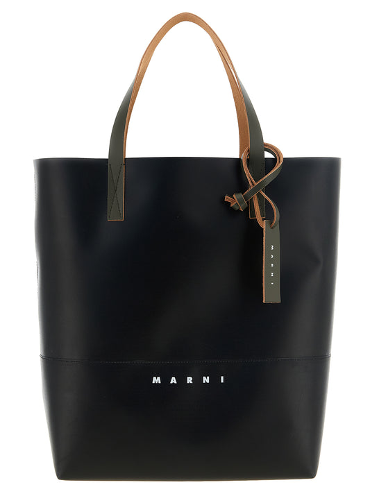 Compact Shopper Tote Bag by Marni for men in polyester leather black & print features a distinguished Polyester Leather Compact Shopper Tote Bag design, complete with a secure , ample , and versatile detachable-strap & handle for a distinguished look.