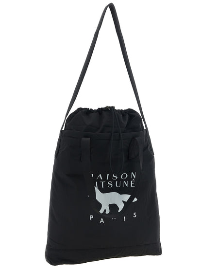 Maison Kitsuné Black Nylon Tote Bag