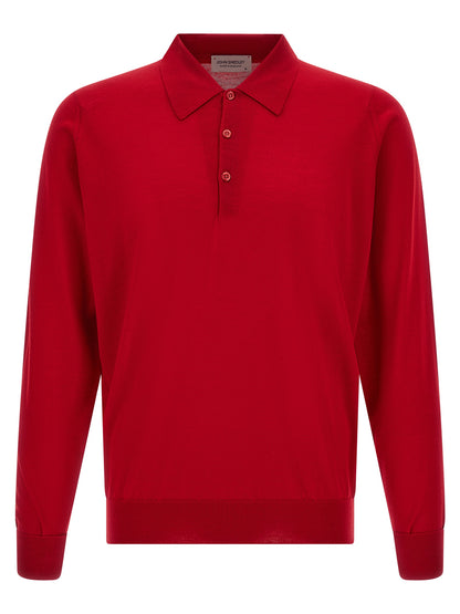 JOHN SMEDLEY Red Merino Wool Polo Shirt