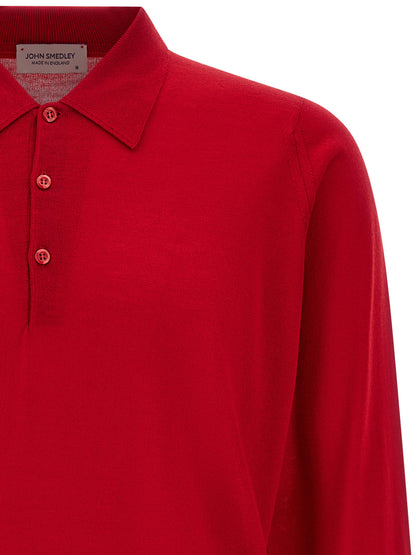 JOHN SMEDLEY Red Merino Wool Polo Shirt