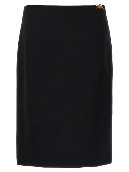 Versace Black Virgin Wool Midi Skirt