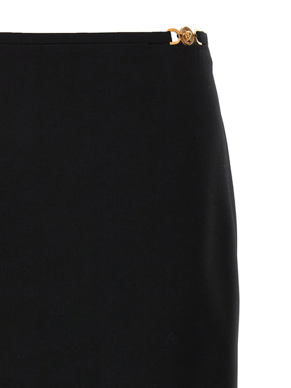 Versace Black Virgin Wool Midi Skirt