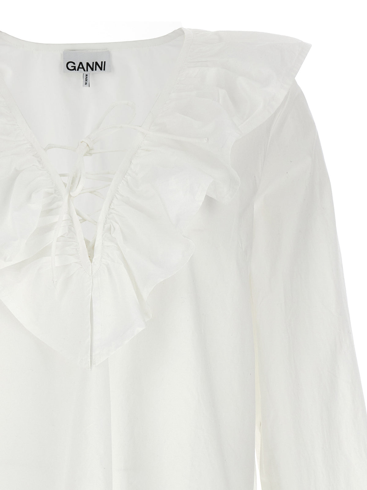 Ganni White Cotton Blouse