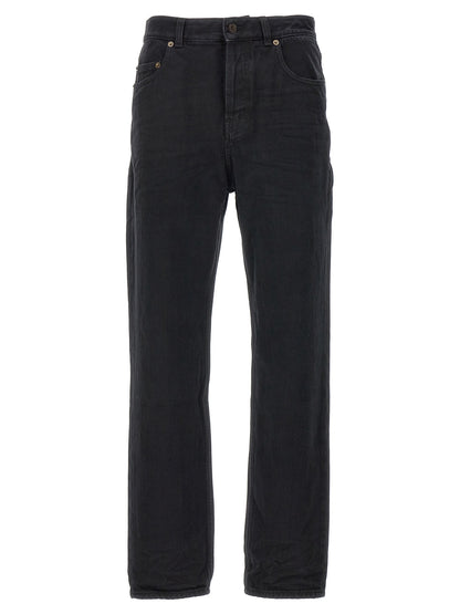 Saint Laurent Black Cotton Straight-Leg Jeans