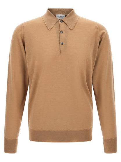 JOHN SMEDLEY Beige Merino Wool Polo Shirt