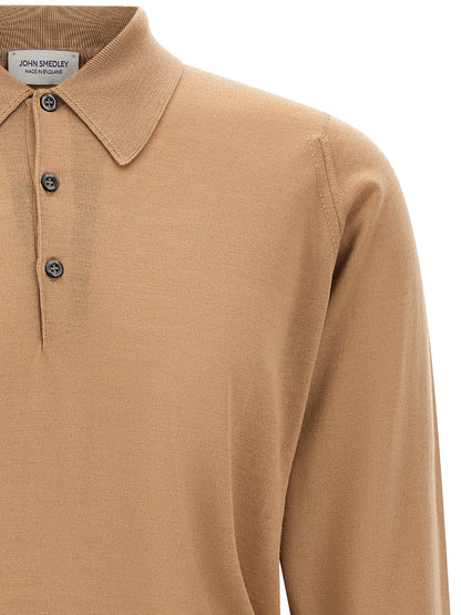 JOHN SMEDLEY Beige Merino Wool Polo Shirt